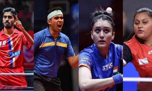 Sathiyan Gnanasekaran, Sharath Kamal, Manika Batra & Sutirtha Mukherjee Sathiyan Gnanasekaran, Sharath Kamal, Manika Batra & Sutirtha Mukherjee