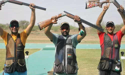 ISSF World Cup: India win gold in mens trap team event