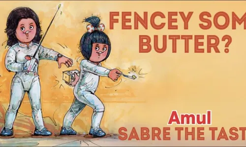 Amul ad featuring Bhavani Devis achievement