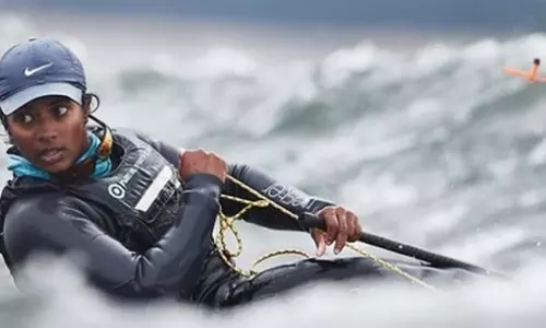 Sailor Nethra Kumanan has recieved her boat in Tokyo Sailor Nethra Kumanan has recieved her boat in Tokyo