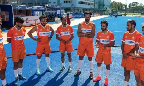 Indian mens hockey team against Argentina (Source: Hockey India)