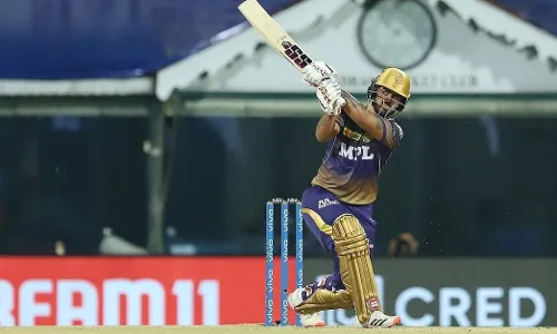 Nitish Rana was in his element in the season opener against Sunrisers Hyderabad. [Credits: InsideSport]