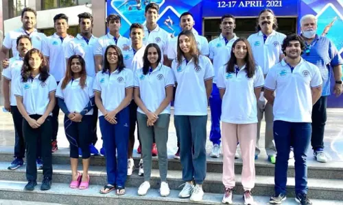 Indian swimmers at Uzbekistan open swimming championship