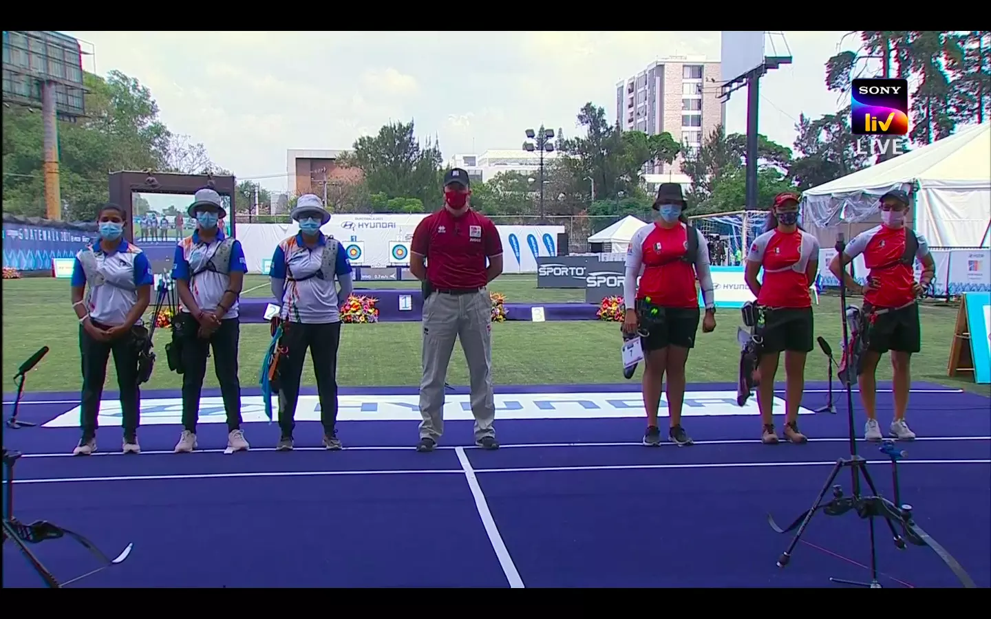 Both teams line up ... Archery World Cup Final: India womens team wins gold, bronze for mixed team LIVE Blog, Latest Updates