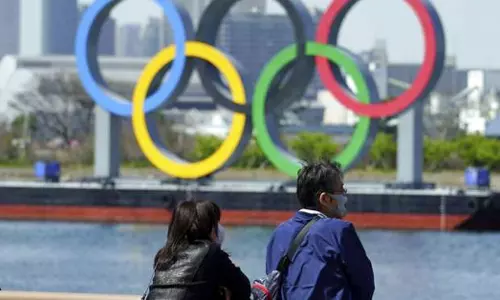 The Olympic Rings at Tokyo Bay
