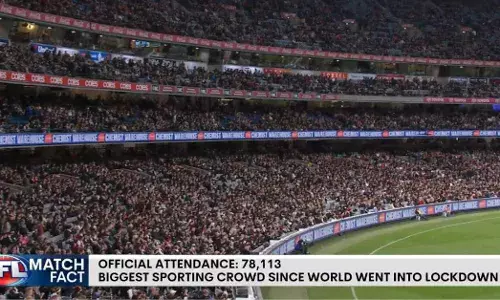 Which match saw the biggest sporting crowd post-COVID? Which match saw the biggest sporting crowd post-COVID?
