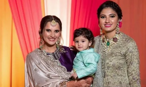 Sania Mirza with Sister Anam Mirza and son Izhaan Mirza Malik