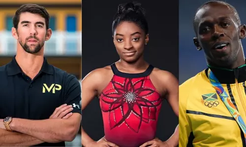 Micheal Phelps, Simone Biles, Usain Bolt