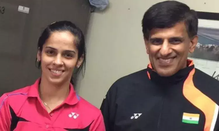 Saina Nehwal with coach Vimal Kumar