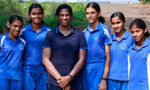 PT Usha with her trainees at the Usha School of Athletics in Kerala [Source: Youth Incorporated]