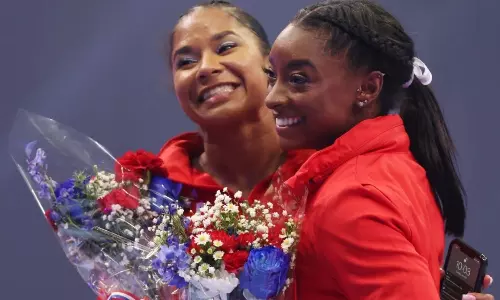 Jordan Chiles and Simone Biles