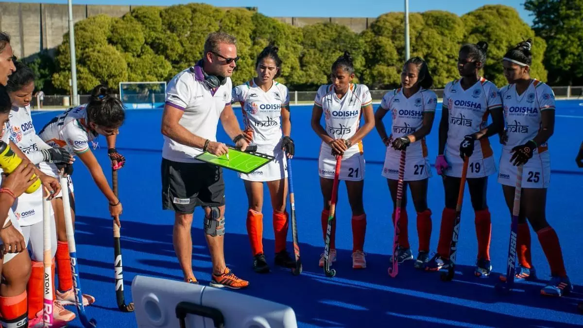 Coach Sjoerd Marijne with the Indian womens hockey team Coach Sjoerd Marijne with the Indian womens hockey team