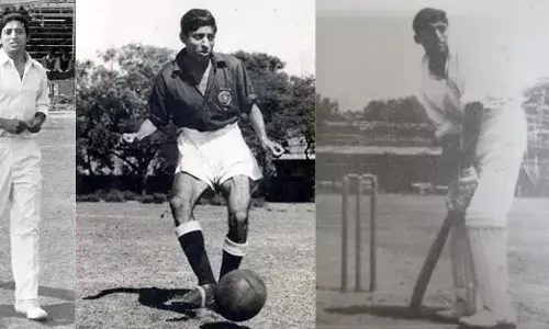 Chunni Goswami representing India in Cricket and Football