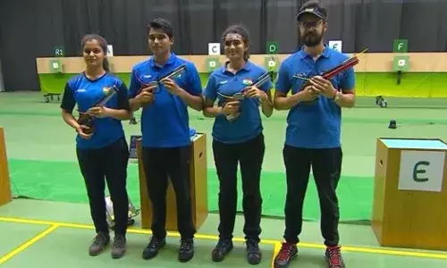 Manu Bhaker, Saurabh Chaudhary, Yashaswini Singh Deswal and Abhishek Verma