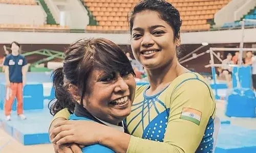 Pranati Nayak with her former coach Minara Begum Pranati Nayak with her former coach Minara Begum