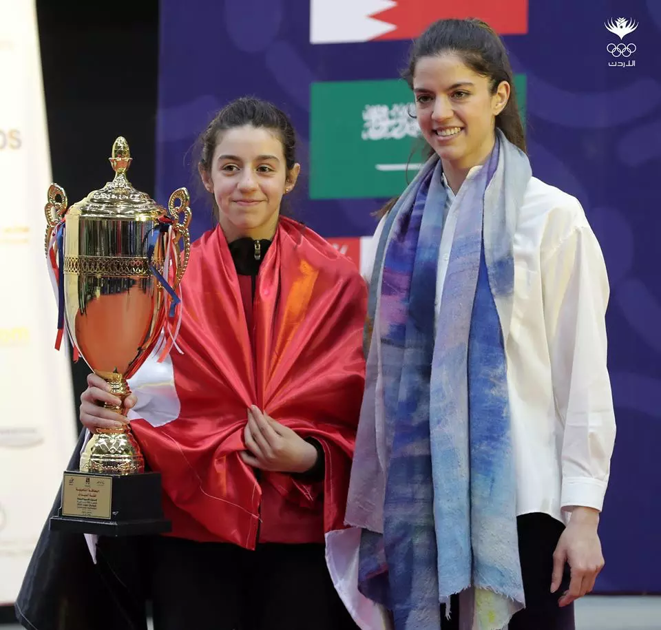 Hend Zaza and Princess Zeina Rashid of Jordan pose after the tournament (Source: Jordan Olympic Committee)