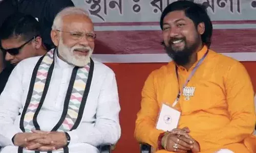 Nishith Pramanik with Prime Minister Narendra Modi