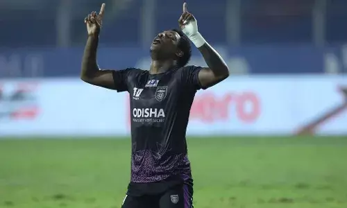Diego Mauricio celebraing a goal for Odisha FC in ISL