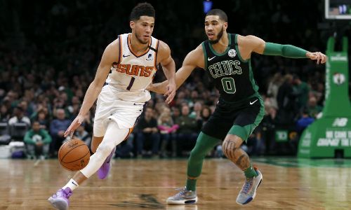 Olympic-bound NBA stars Jayson Tatum and Devin Booker