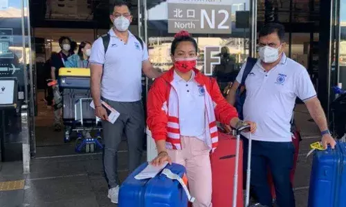 Weightlifter Mirabai Chanu lands in Tokyo for the Olympics