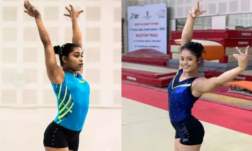 Indian gymnasts Dipa Karmakar and Pranati Nayak