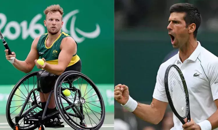 Tennis stars Dylan Alcott and Novak Djokovic