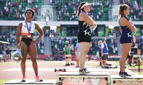 Gwen Berry protests at the Olympics (Source: The Nation)