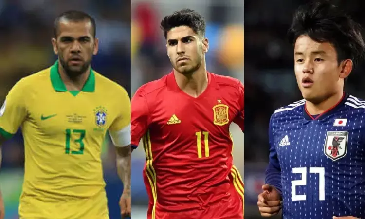 Dani Alves, Marco Asensio and Kubo (Source: Twitter)