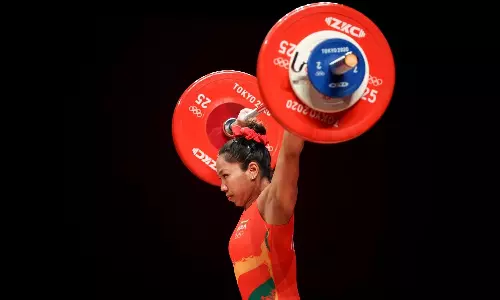 Indian Weightlifter Mirabai Chanu at Tokyo Olympics