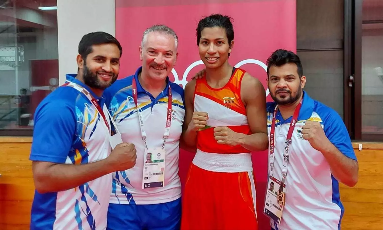 Lovlina Borgohain with her team at Tokyo Olympics (Source: Getty)
