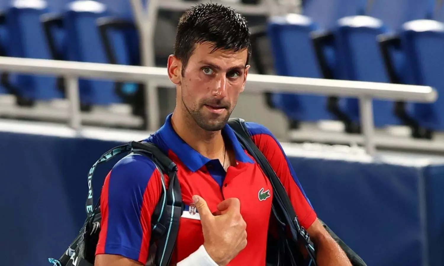 Novak Djokovic after his loss to Alexander Zverev at the Tokyo Olympics (Source: Getty)