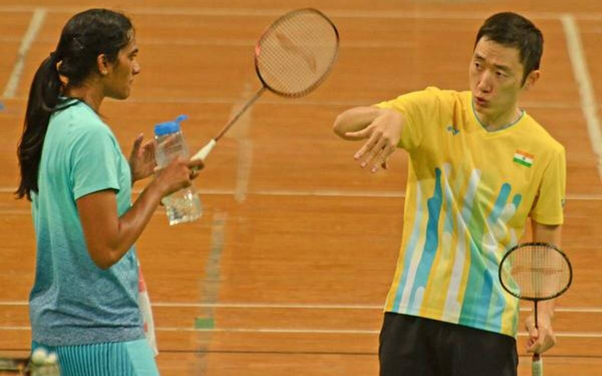 PV Sindhu listening to her coach Park Tae Sang (Source: thehindu)
