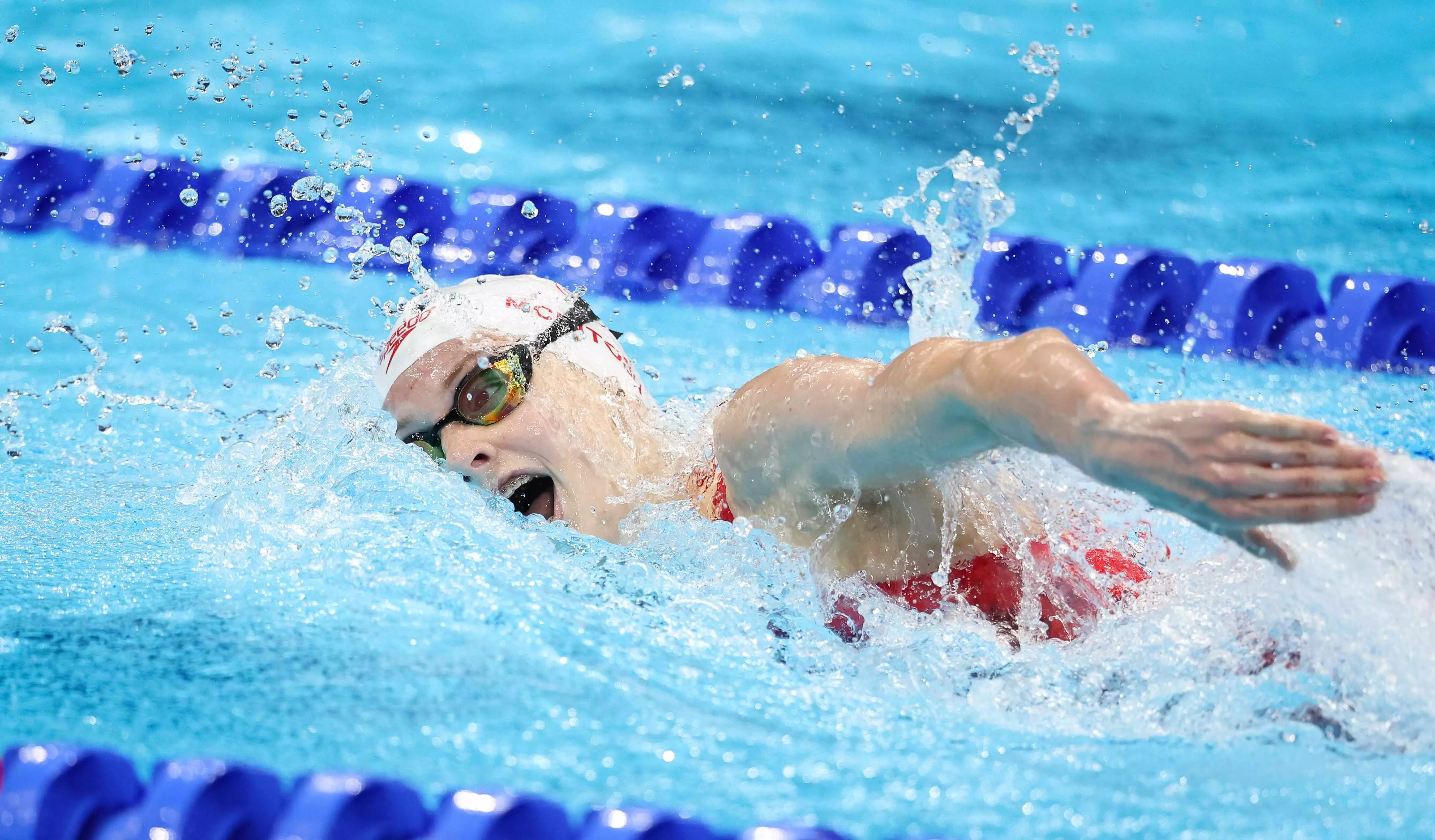 At the age of 14, Canadian Summer McIntosh was busy setting National Records at the Tokyo Olympics [Source: Morry Gash]