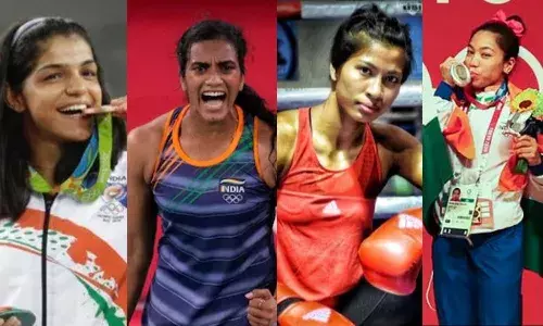 Sakshi Malik, PV Sindhu, Lovlina Borgohain and Mirabai Chanu