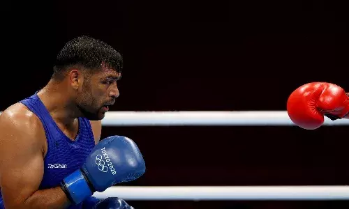 Boxer Satish Kumar during his Quartfinal at Tokyo Olympics (Source: Reuters)