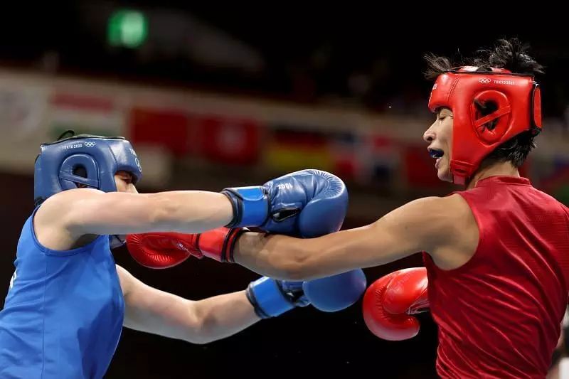 Lovlina Borgohain in her quarterfinal bout (Source: Sportskeeda) Lovlina Borgohain in her quarterfinal bout (Source: Sportskeeda)