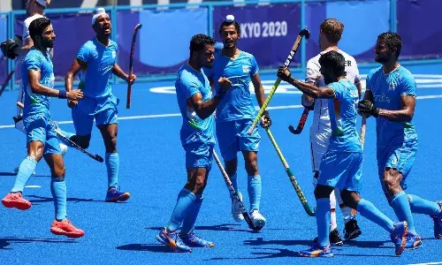 Indian men hockey team celebrates after winning bronze at Tokyo Olympics Indian men hockey team celebrates after winning bronze at Tokyo Olympics
