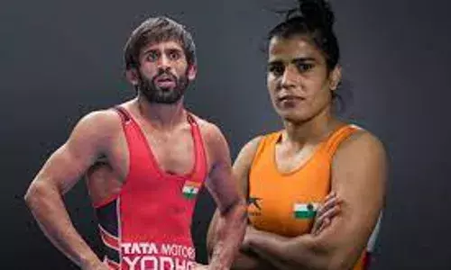 Wrestlers Bajrang Punia and Seema Bisla Wrestlers Bajrang Punia and Seema Bisla
