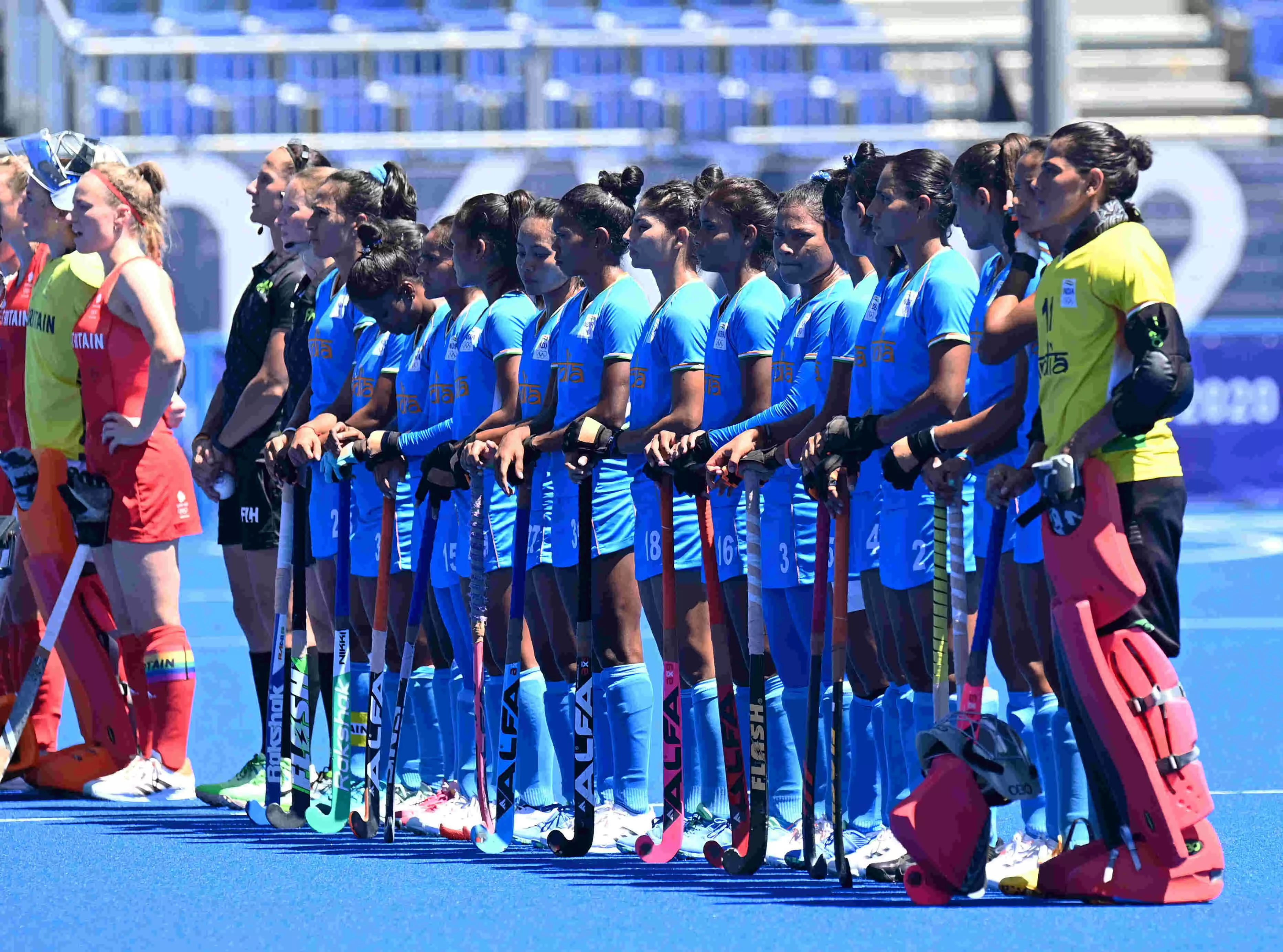 Indian womens hockey team during their bronze medal match (Source: Getty)