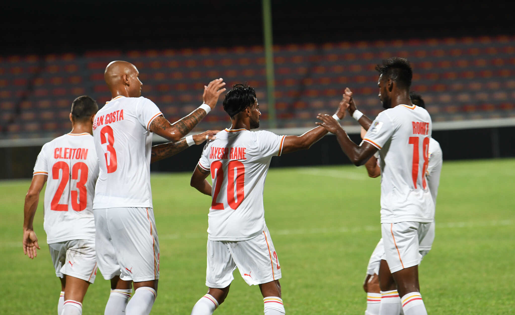 Bengaluru FC celebrate Jayesh Ranes goal against Club Eagles (Image Source: BFC Media)