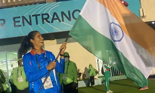 Shaili Singh after winning Silver at the World U-20 Athletics Championship