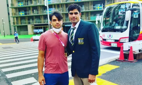 Neeraj Chopra and Arshad Nadeem in Tokyo