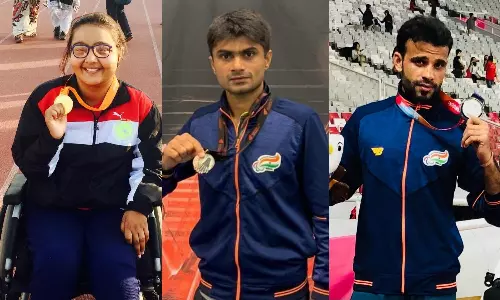 Indian para athletes Ekta Bhyan, Suhas Yathiraj and Ram Pal Chahar