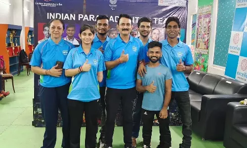 Indian Para-Badminton team with coach Gaurav Khanna (Source: Gaurav Khanna Twitter)