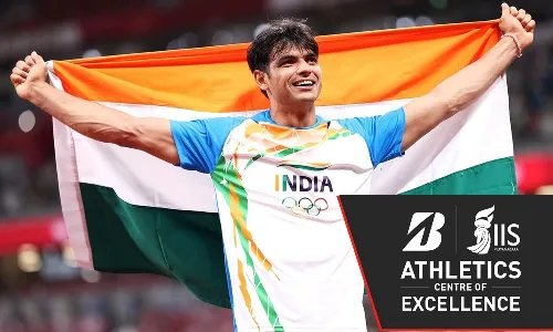 Neeraj Chopra after winning the gold medal at Tokyo Olympics