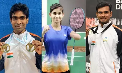 Para badminton stars Pramod Bhagat, Palak Kohli and Manoj Sarkar