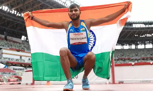 Silver medallist Praveen Kumar at Tokyo Paralympics (Source: Reuters) Silver medallist Praveen Kumar at Tokyo Paralympics (Source: Reuters)