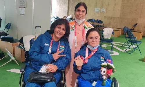 PCI president Deepa Malik with Avani Lekhara