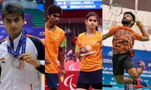 Para badminton stars - Suhas Yathiraj, Pramod Bhagat and Palak Kohli and Krishna Nagar