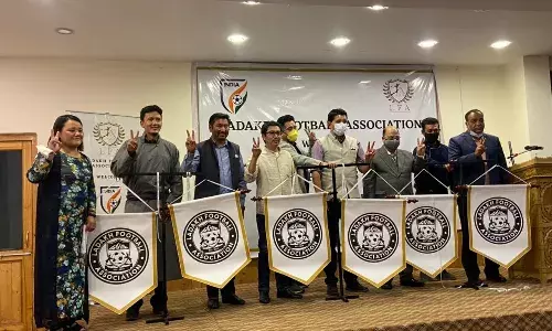 Ladakh Football Association logo launch (Source: Shaji/Twitter)